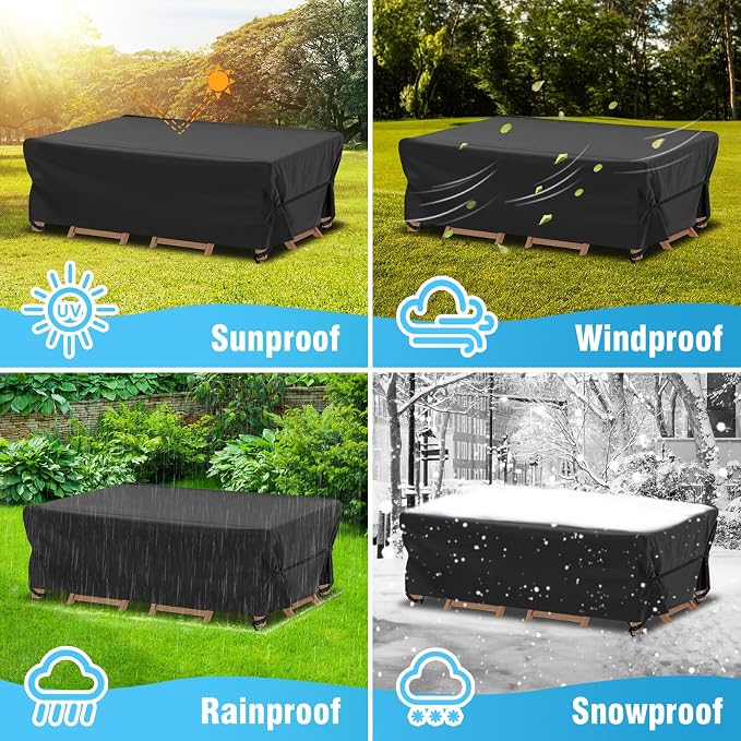 Velway Patio Table Chairs Set Cover Square Waterproof 74"Lx47"Wx28"H Outdoor - Image 6