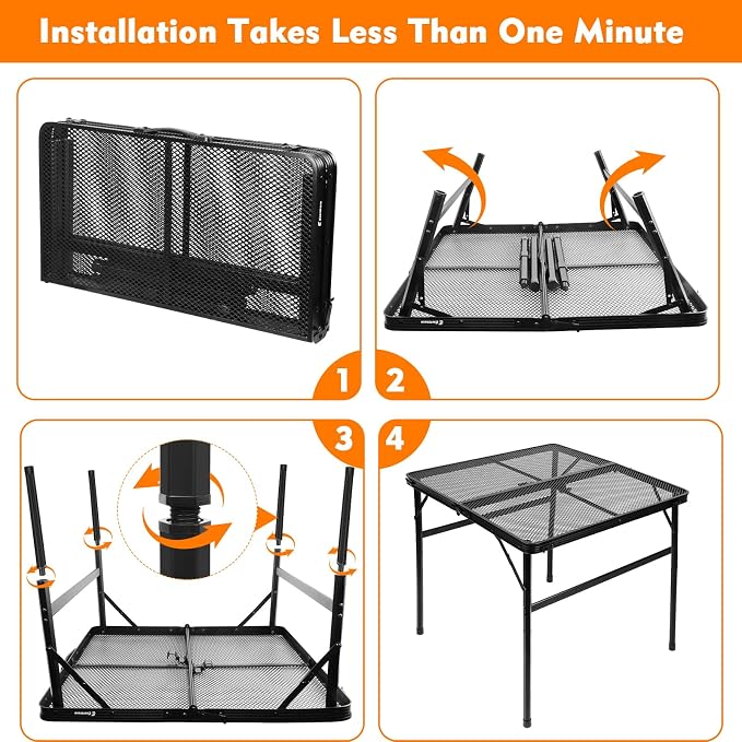 Square Folding Card Table with Adjustable Height, Patio & Indoor Use, Fits 2–4 - Image 4