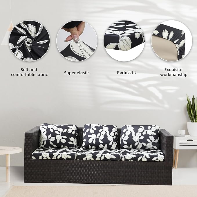 8Pcs Stretch Patio Cushion Covers, Outdoor Couch Covers Replacement, Outdoor - Image 3