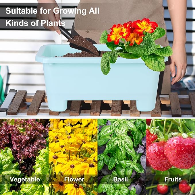 Self-Watering Rectangle Planter Boxes 8-Pack, 15.7-Inch Window Box Planter - Image 6