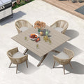 PURPLE LEAF 5 Pieces Oversized Square Outdoor Dining Set by PURPLELEAF
