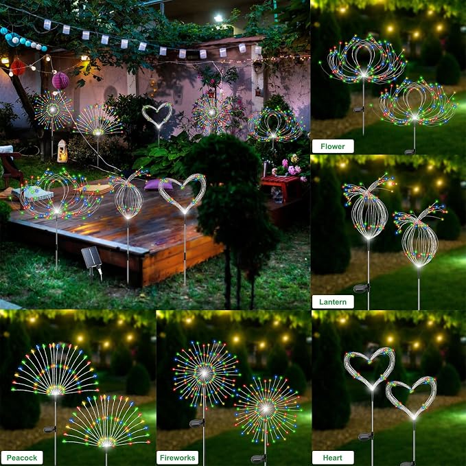 Solar Garden Lights Outdoor Waterproof, 4 Pack Total 480 LED Solar Starburst - Image 5