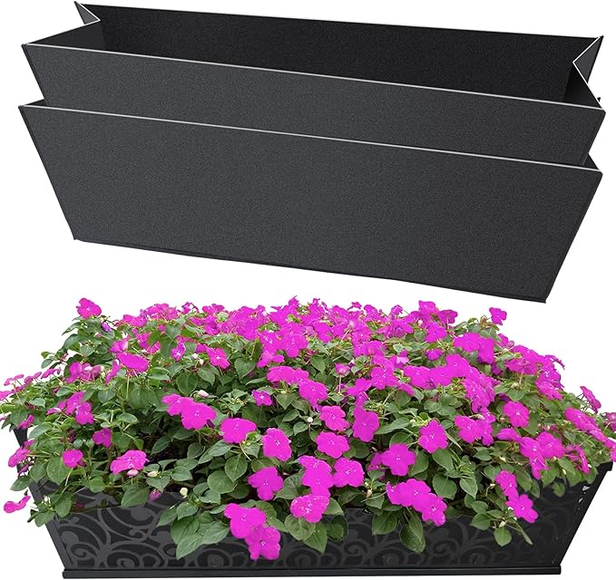 2PCS 30Inch Rectangle Window Box Liner Felt Planter Basket Liner Insert Black by Fantang