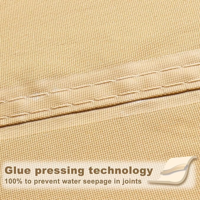 SUNNY GUARD Waterproof Sun Shade Sail 12'x15'x19.2' Sand Right Triangle UV - Image 4