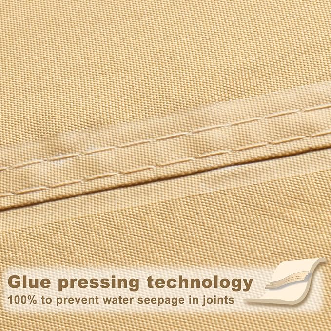 SUNNY GUARD Waterproof Sun Shade Sail 6.5' x 10' Sand Rectangle UV Block - Image 3