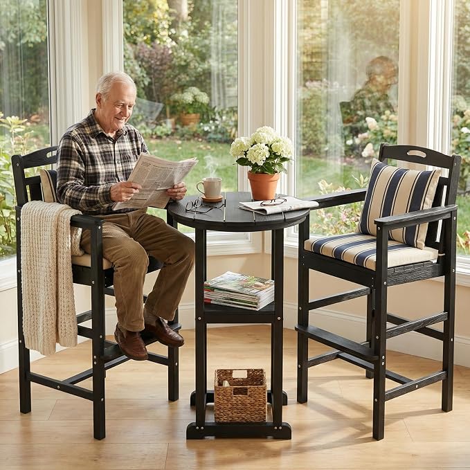 Ciokea Heavy Duty Bar Height Chair, 380lbs Outdoor Adirondack Tall Bar Chair - Image 4