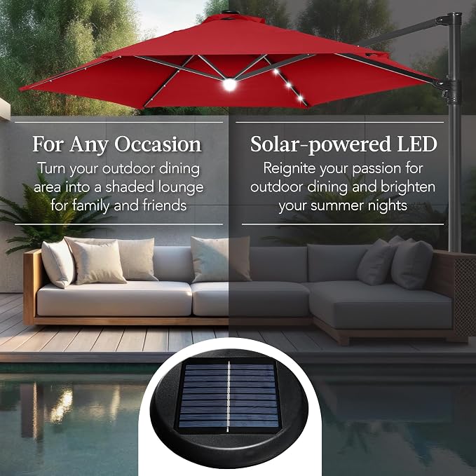 Best Choice Products 10ft Solar LED Offset Cantilever Hanging Market Patio - Image 4