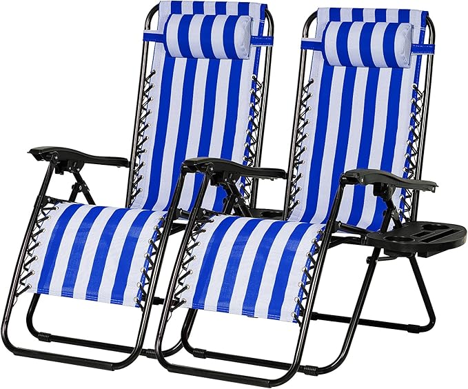 Nazhura Set of 2 Relaxing Recliners Patio Chairs Adjustable Steel Mesh Zero by NazhuraGoodCompanionAtHome