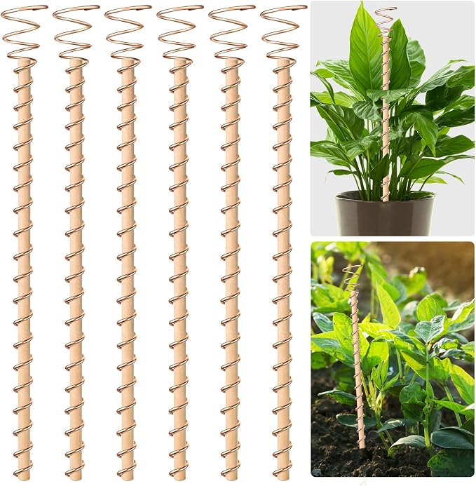 6pcs Electroculture Plant Stakes, 13.5'' Copper Coil Wire Antennas Garden Stakes by Doksving