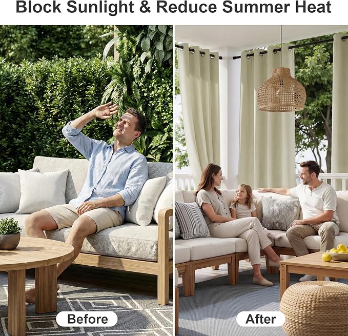 RYB HOME Patio Curtains Outdoor - Image 2