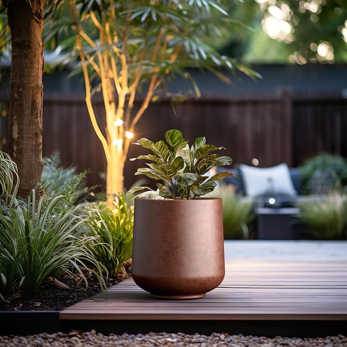 Kante 15.3" Dia Round Concrete Planter, Outdoor Indoor Large Plant Pots - Image 3