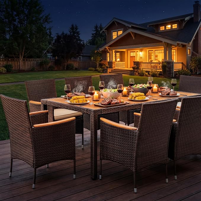 Devoko Outdoor Patio Dining Sets 9 Pieces Wicker Outdoor Dining Table and - Image 5