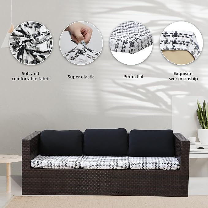 8Pcs Stretch Patio Cushion Covers, Outdoor Couch Covers Replacement, Outdoor - Image 3