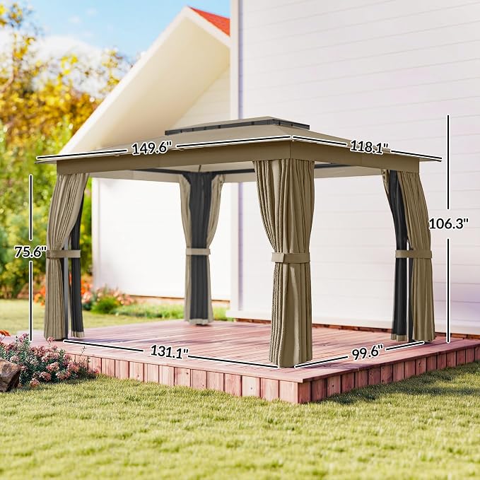 Outsunny 10' x 12' Outdoor Patio Gazebo, Heavy Duty Gazebo Canopy Shelter - Image 7