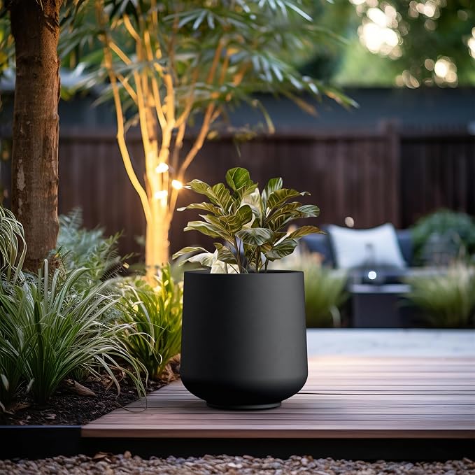 Kante 15.3" Dia Round Concrete Planter, Outdoor Indoor Large Plant Pots - Image 6