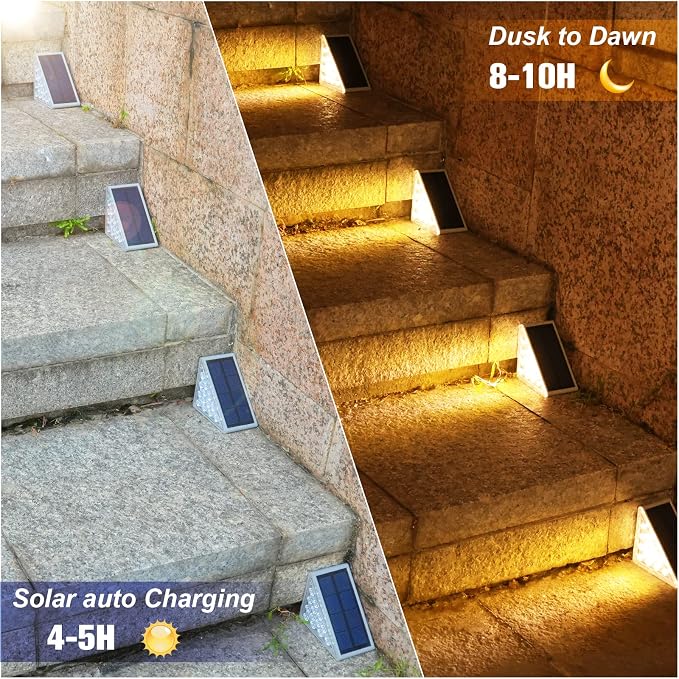 VOLISUN Solar Stair Lights 6 Pack, Solar Step Lights Outdoor Waterproof IP67 - Image 2