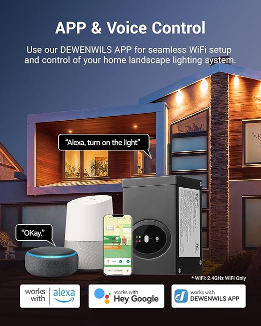 DEWENWILS Smart Low Voltage Landscape Transformer 120W, 120V AC to 12V AC - Image 2