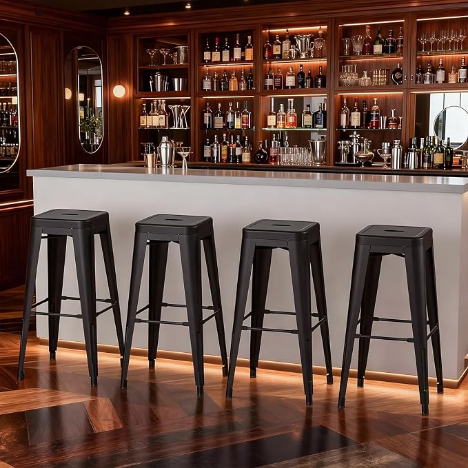 Stackable Metal Bar Stool Backless Indoor-Outdoor Counter Stools Fullmetal - Image 2