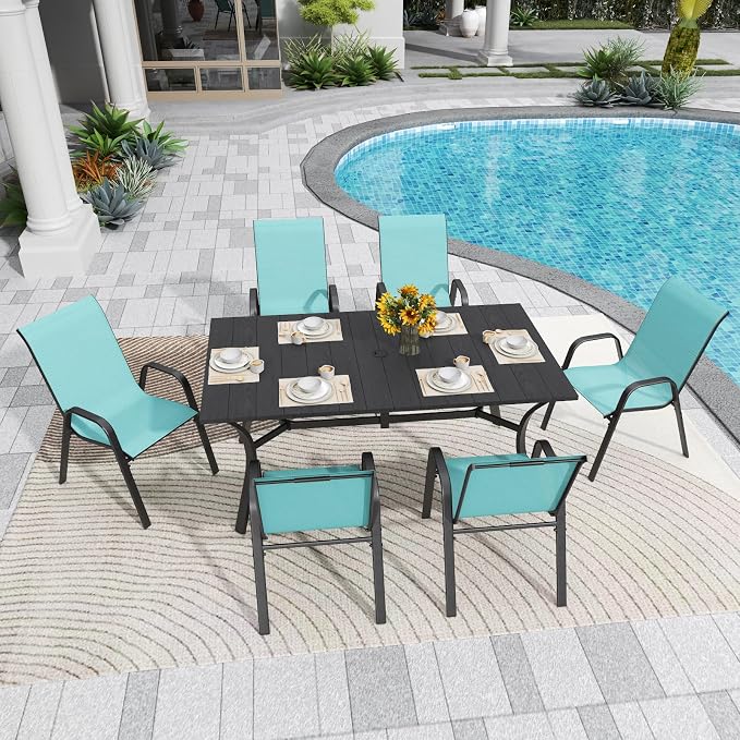 Patio Chairs Set of 4, Stackable Outdoor Dining Chairs - Image 4