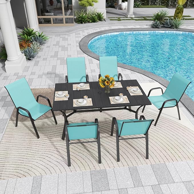 Patio Chairs Set of 8, Stackable Outdoor Dining Chairs - Image 4