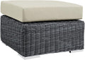 Modway Summon Wicker Rattan Outdoor Patio Sunbrella Square Ottoman in Canvas by Modway