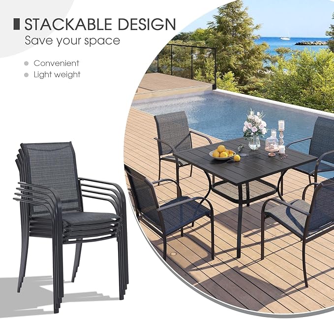 VICLLAX 5 Pieces Patio Dining Set, Outdoor Furniture Set Includes 41.2" Round - Image 3