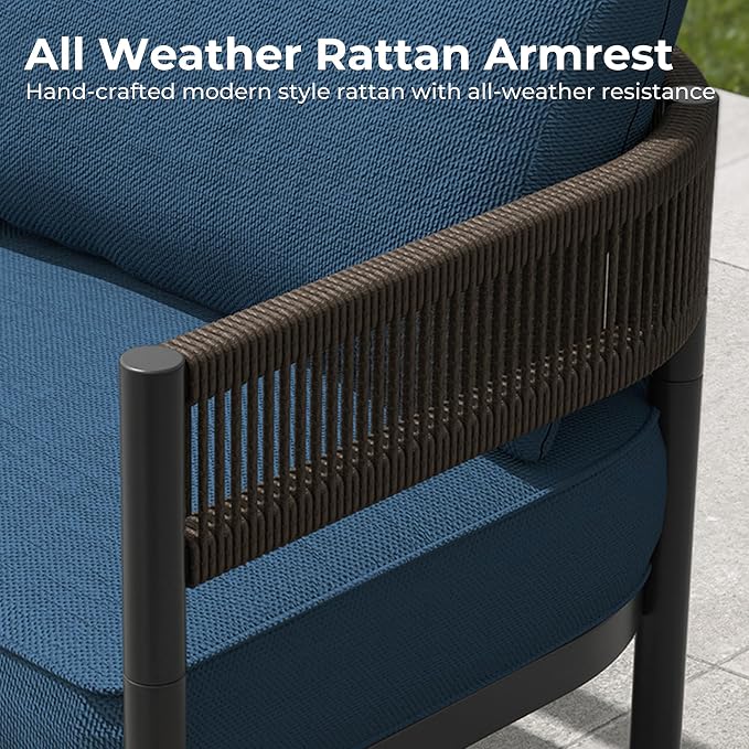 Grand patio 6-Piece Outdoor Furniture Set, 6 Seats Wicker Sofa Conversation Set - Image 7