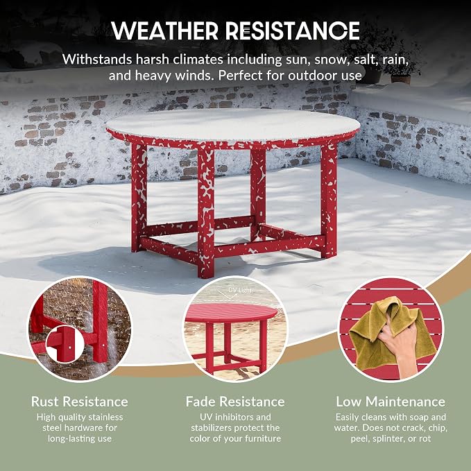 WestinTrends Malibu Low Outdoor HDPE Round Patio Coffee Table - Image 4