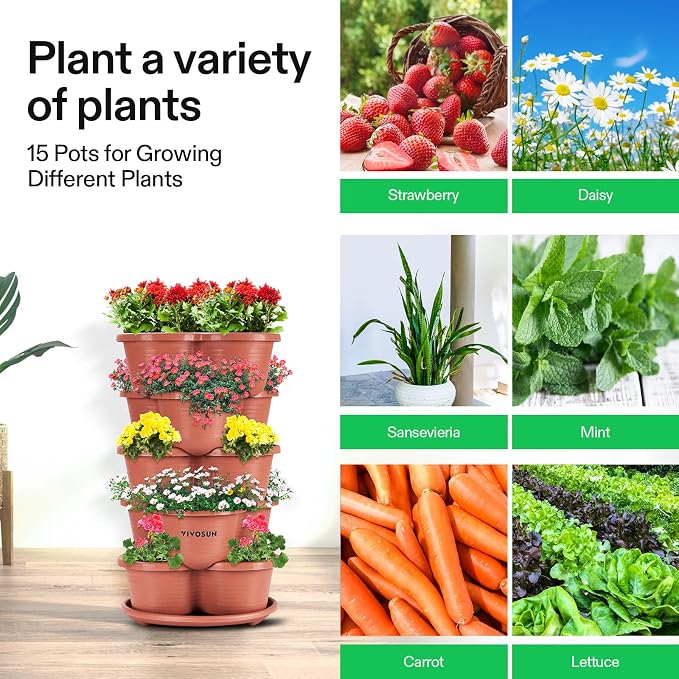 VIVOSUN 5 Tier Vertical Gardening Stackable Planter - Image 7