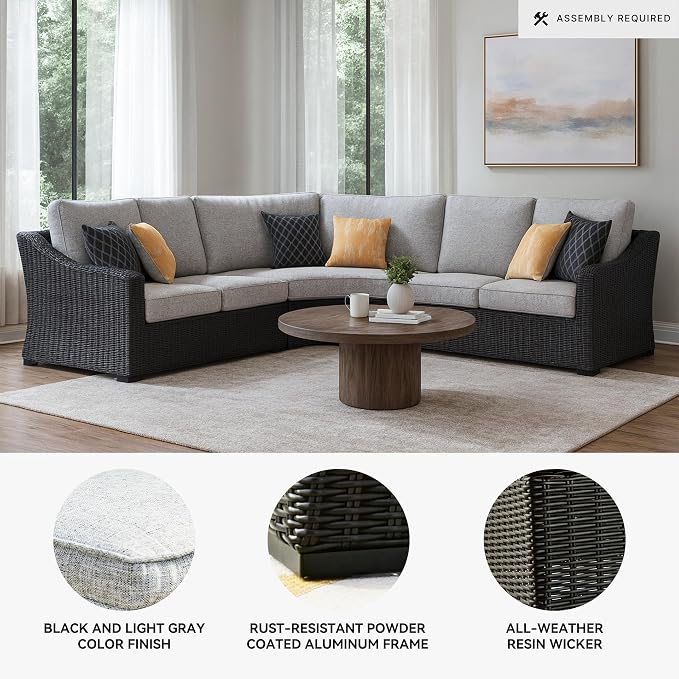 Signature Design by Ashley Beachcroft Curved Modern 3-Piece Outdoor Sectional - Image 4