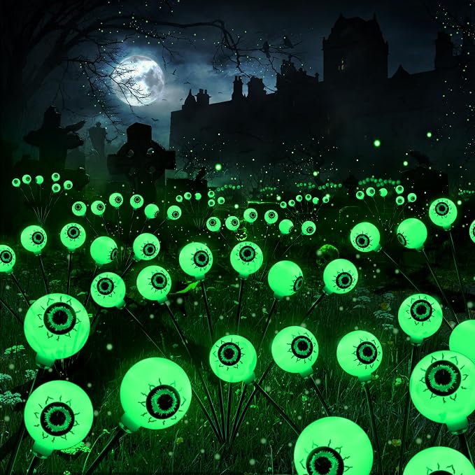 BrizLabs 8 Pack 48 LED Halloween Solar Lights, 2 Modes Outdoor Halloween by BrizLabs