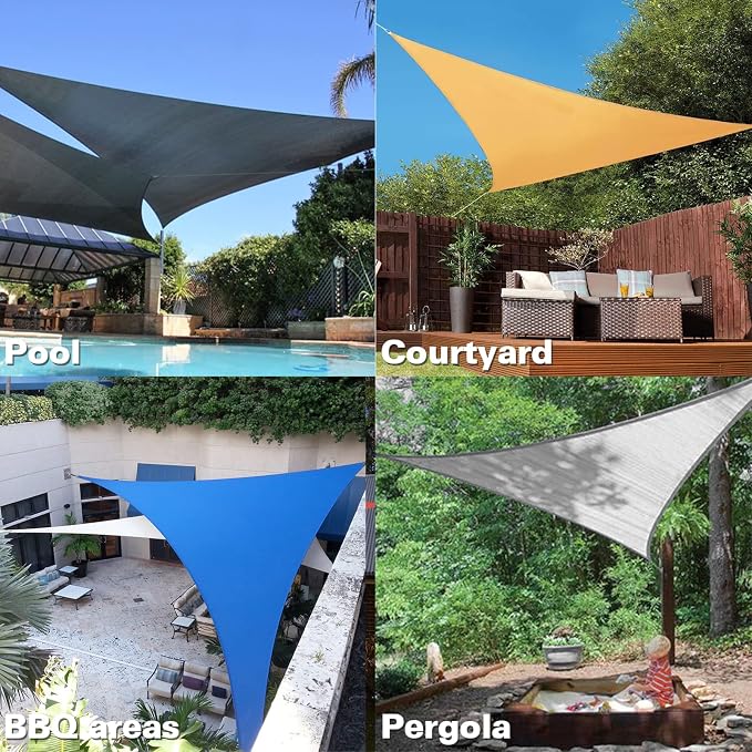 KANAGAWA Sun Shade Sail 10'x10'x14' Sand Triangle UV Block Canopy Awning - Image 7