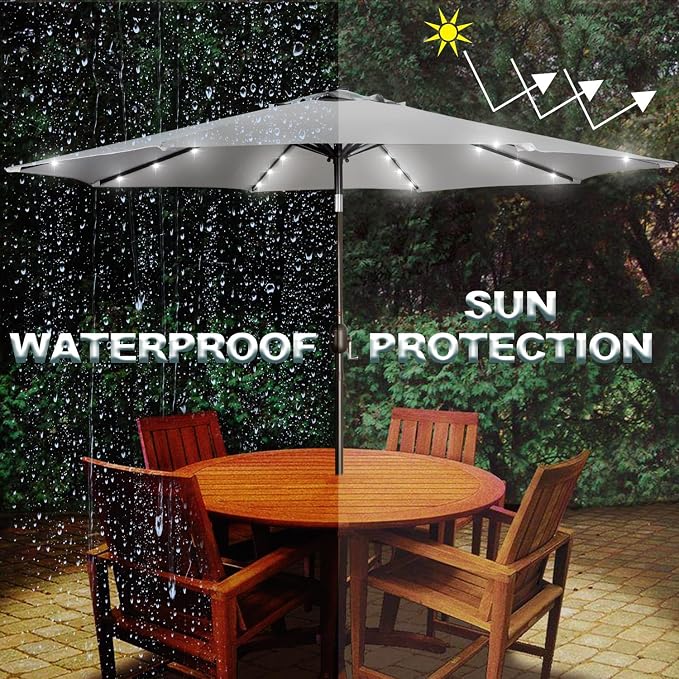 Blissun 9 ft Solar Umbrella, Patio Umbrella - Image 5