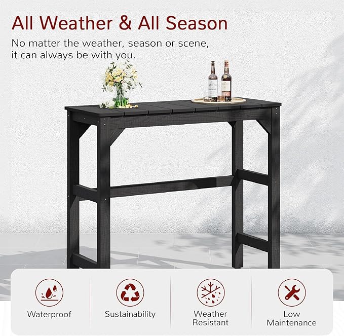 Stoog 3-Pieces Patio Bar Set, All-Weather HIPS Outdoor Bar Stools Set of 2 - Image 3
