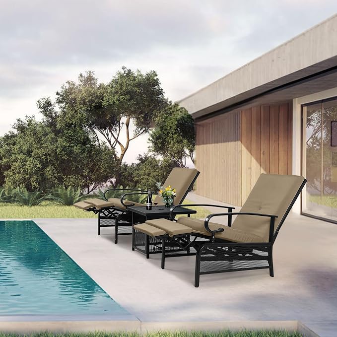Oakcloud Adjustable Outdoor Lounge Chair Metal Patio Relaxing Recliner Chair - Image 8