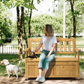 Outvita Outdoor Wood Storage Bench, Wooden Large Deck Box by Outvita