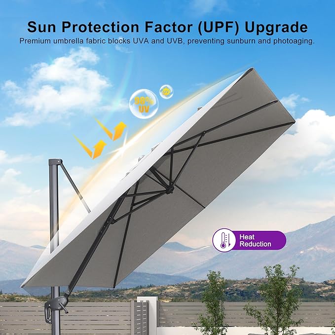 PURPLE LEAF 10' X 13' Rectangle Cantilever Umbrella - Image 8