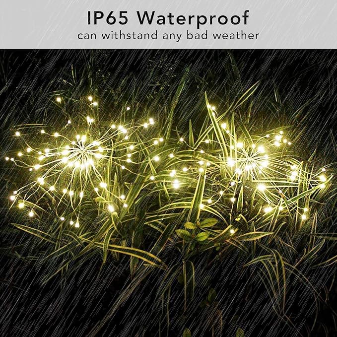 FOOING 4 Pcs Solar Garden Lights Solar Firework Lights, 480 LED Solar Powered - Image 3