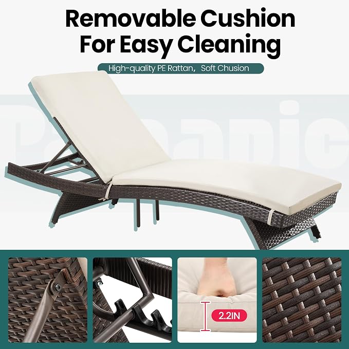 Pamapic Patio Chaise Lounge Set 3 Pieces - Image 8