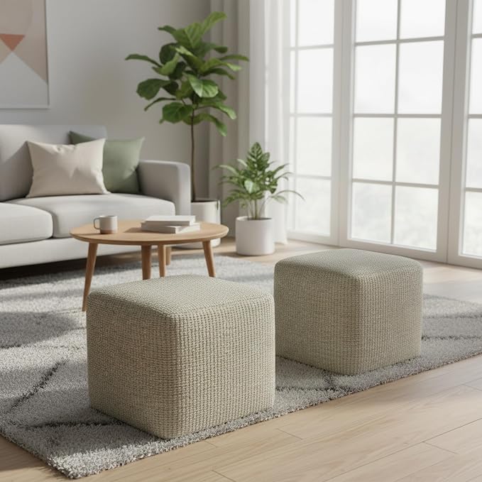 SIMPLIHOME Zelma Square Pouf – 18 inch Wide Upholstered PET Polyester Ottoman - Image 9