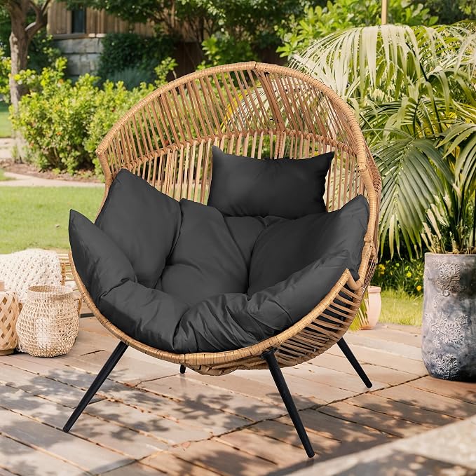 Vongrasig Outdoor Wicker Egg Chair PE Rattan Chair - Image 8