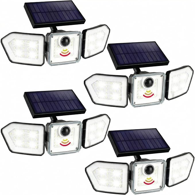 Bionic Flood Light 4 Pk Solar Lights Outdoor Waterproof, Ultra Bright 89 LEDs by BellHowell