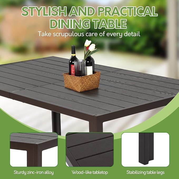 7 Piece Patio Dining Set for 6, 6 Stackable Textilene Chairs and 1 Dining Table - Image 5