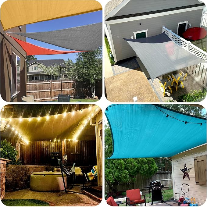 SUNLAX Sun Shade Sail 10' x 12' x 15.6' Turquoise Blue Rectangle Canopy Sail - Image 7