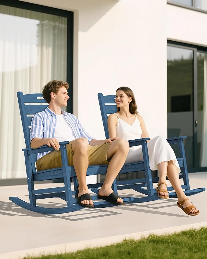 SERWALL Outdoor Rocking Chair Set of 2, Oversized Rocking Chair - Image 2