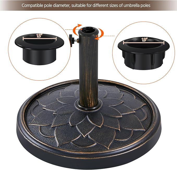 Yaheetech 18'' Patio Umbrella Base 26.5lbs Heavy Duty Antiqued Outdoor Market - Image 5