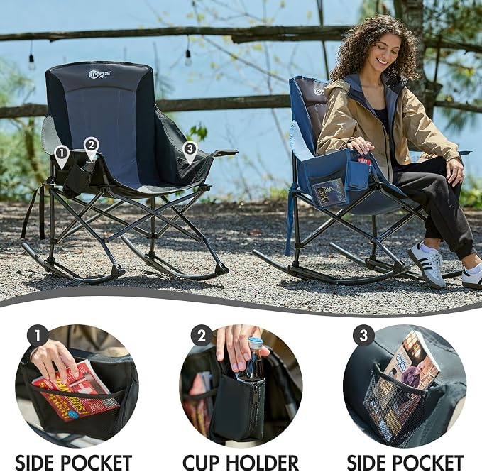 Portal Camping Rocking Chair Outdoors Folding Portable Rocker - Image 6