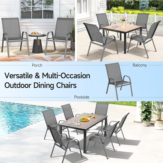 ONBRILL Patio Chairs set of 2, Easy Assembly Stackable Outdoor Dining Chairs - Image 9