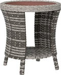 Outsunny 18" Outdoor Wicker Coffee Table, 2-Tier Patio Side Table by Outsunny