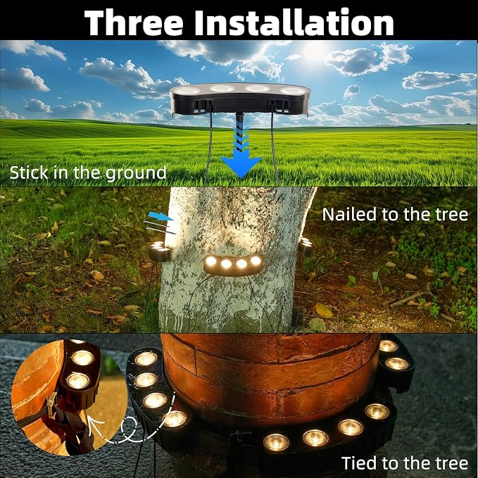 Solar Palm Tree Lights Outdoor, 2000MAH Ring LED Landscape Uplights - Image 3